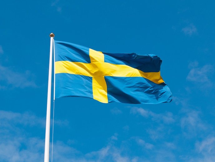 Ruotsin lippu liehuu