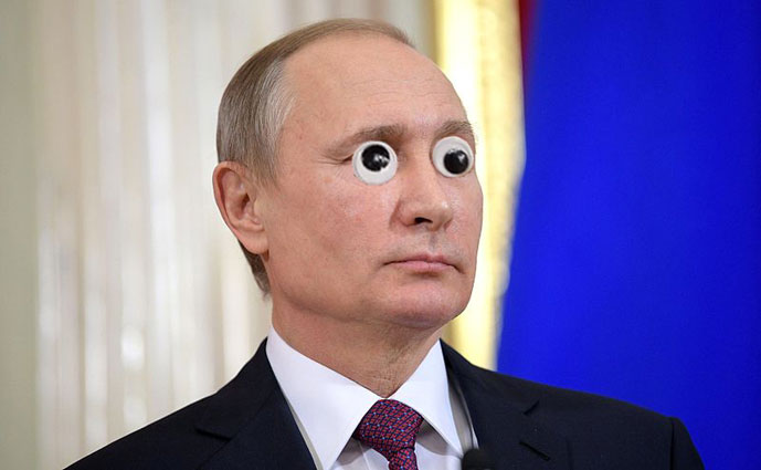 Vladimirille on liimattu uudet kookkaat hieman kierot silmät