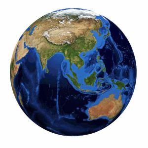 Maapallo avaruudesta, katsojaa kohti Aasia, Oseania ja Australia