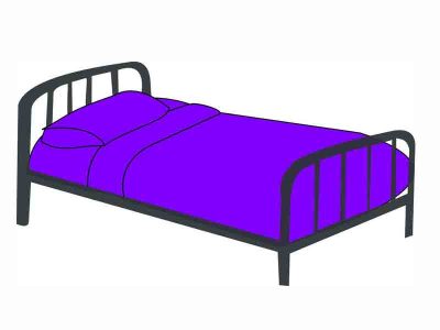 piirroskuvassa yhden hengen maattava sänky